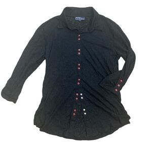 𝅺small Black Sheer Button Up Blouse 3/4 Sleeve